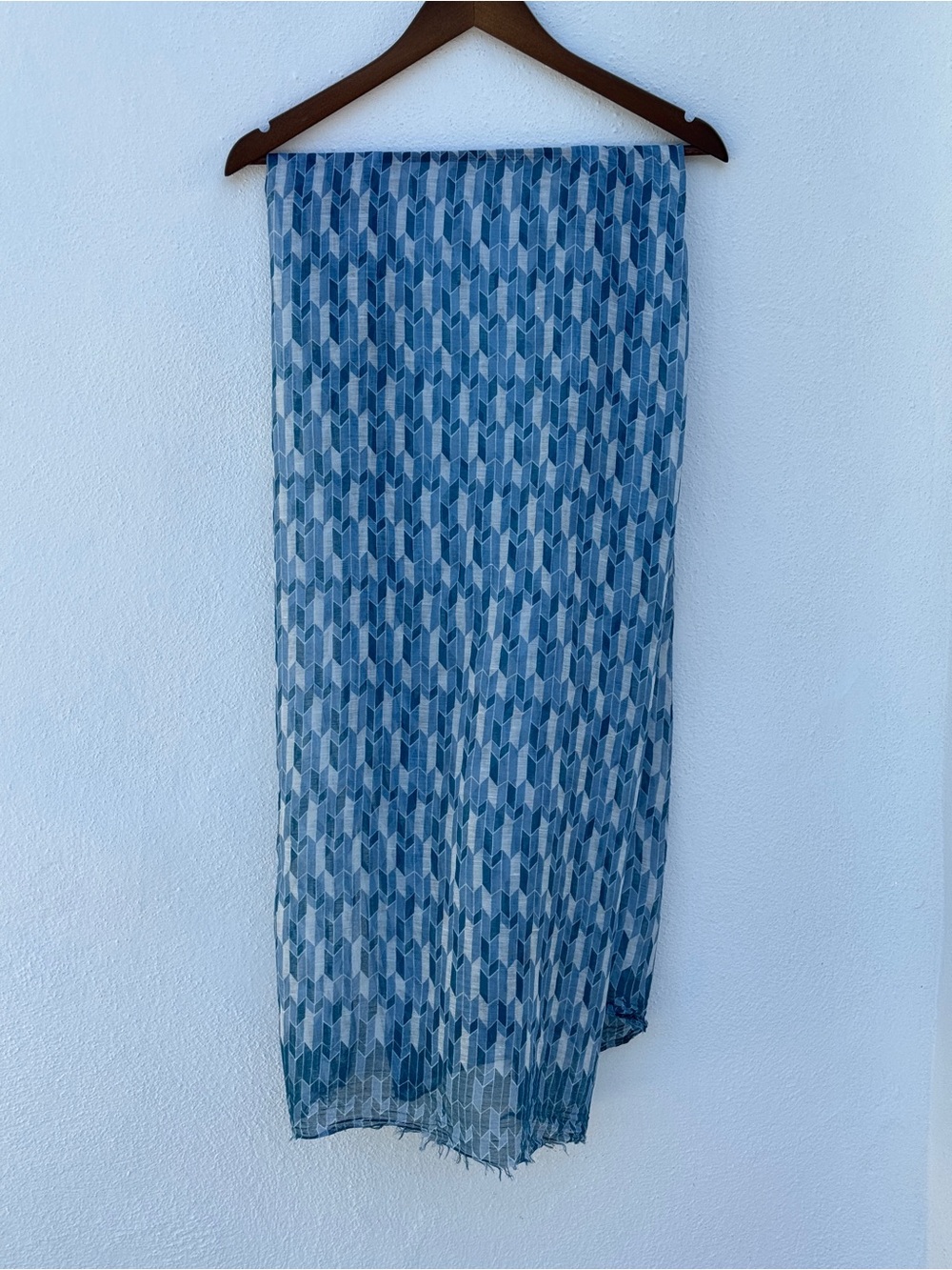 Allegri Teal and Light Blue Geometric Scarf